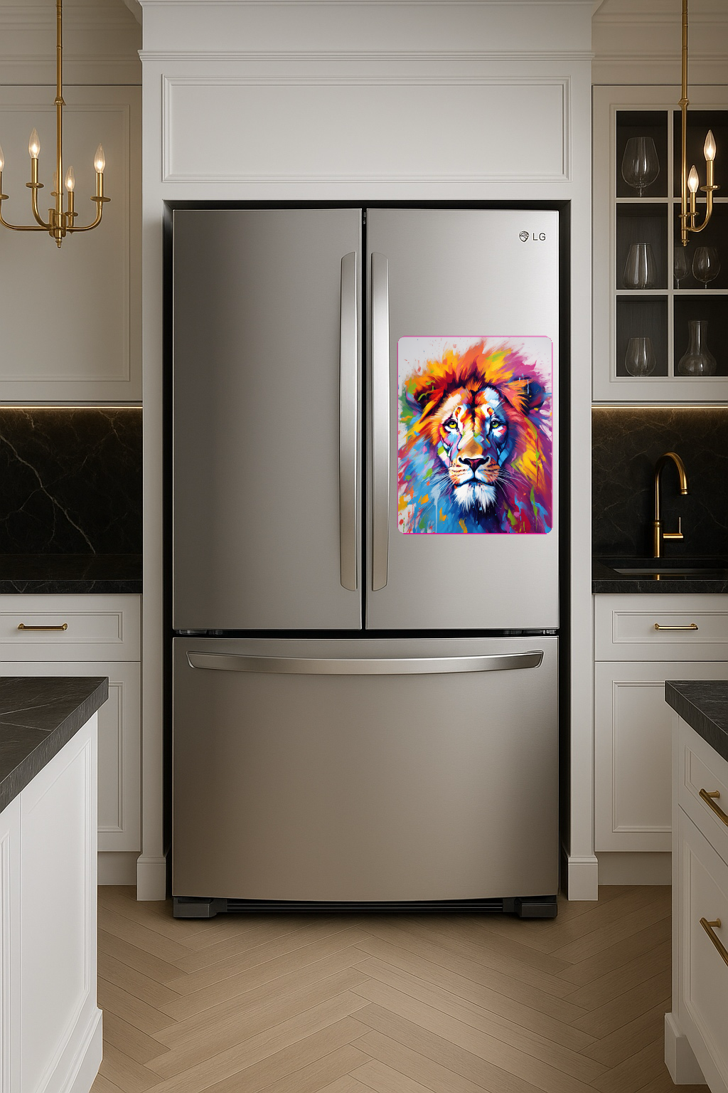 Vibrant Lion Painting - Large 11x14" Magnetic Wall or Fridge Art | Damage-Free Home & Dorm Décor by UARTWORK