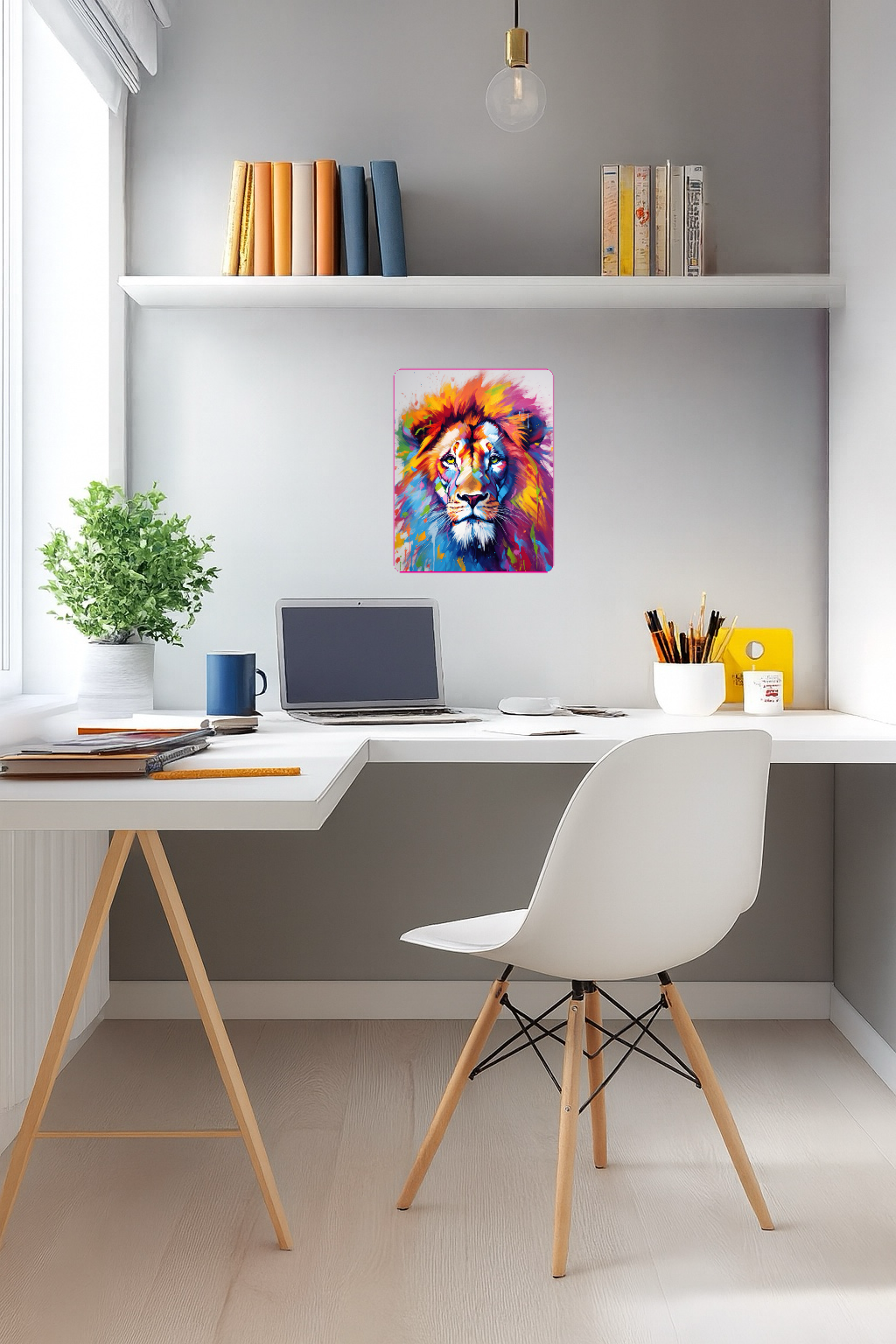 Vibrant Lion Painting - Large 11x14" Magnetic Wall or Fridge Art | Damage-Free Home & Dorm Décor by UARTWORK