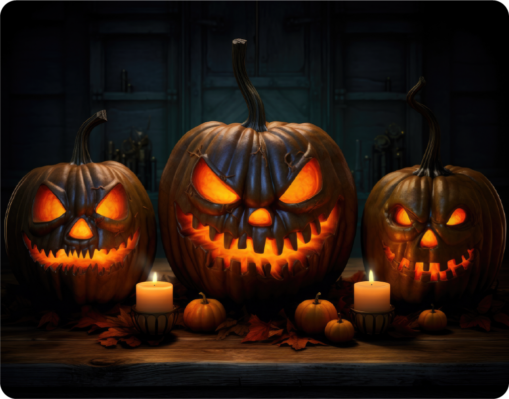 Scary Halloween Carved pumpkins - Large 11x14" Magnetic Wall or Fridge Art | Damage-Free Home & Dorm Décor by UARTWORK