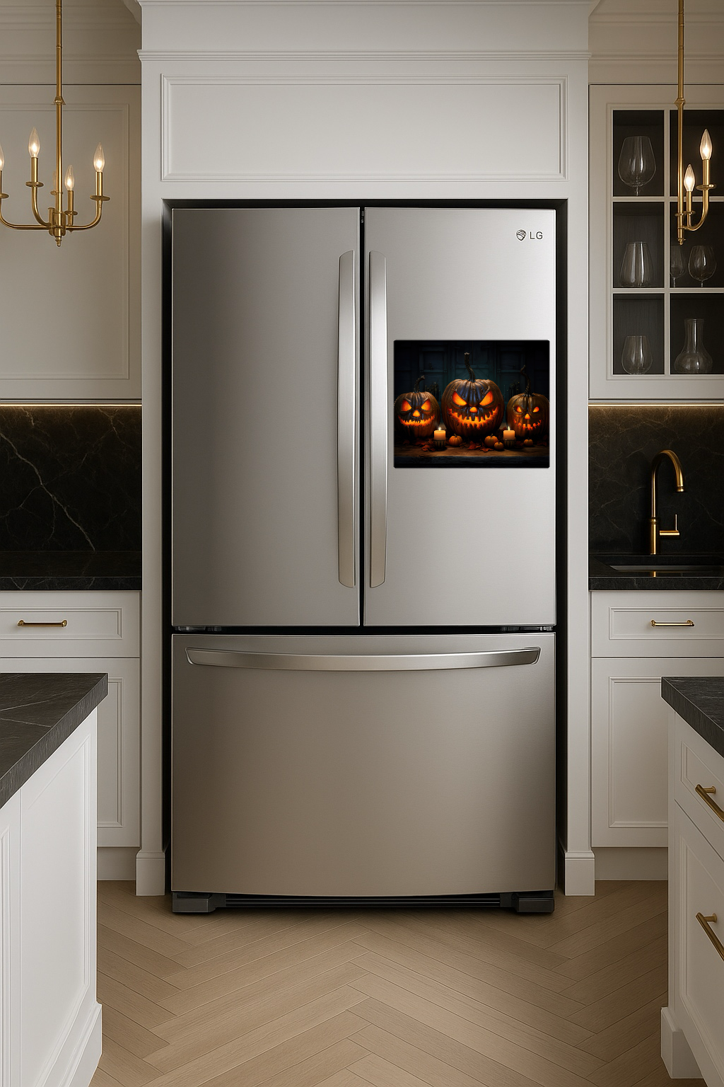 Scary Halloween Carved pumpkins - Large 11x14" Magnetic Wall or Fridge Art | Damage-Free Home & Dorm Décor by UARTWORK