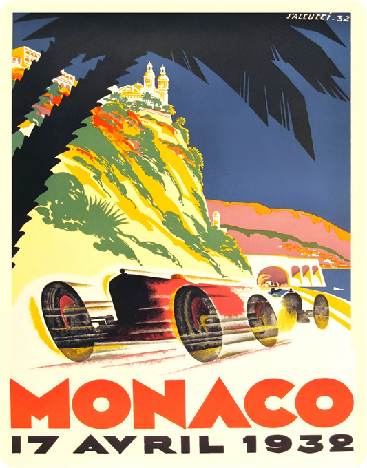 1932 Monaco Grand Prix Race – Large 11x14" Magnetic Wall or Fridge Art | Damage-Free Home & Dorm Décor by UARTWORK
