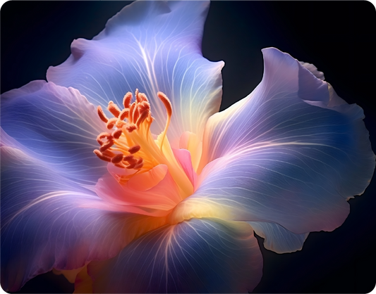 Beautiful Picture of a Blue and Orange Hibiscus Flower on Black Background - Large 11x14" Magnetic Wall or Fridge Art | Damage-Free Home & Dorm Décor by UARTWORK