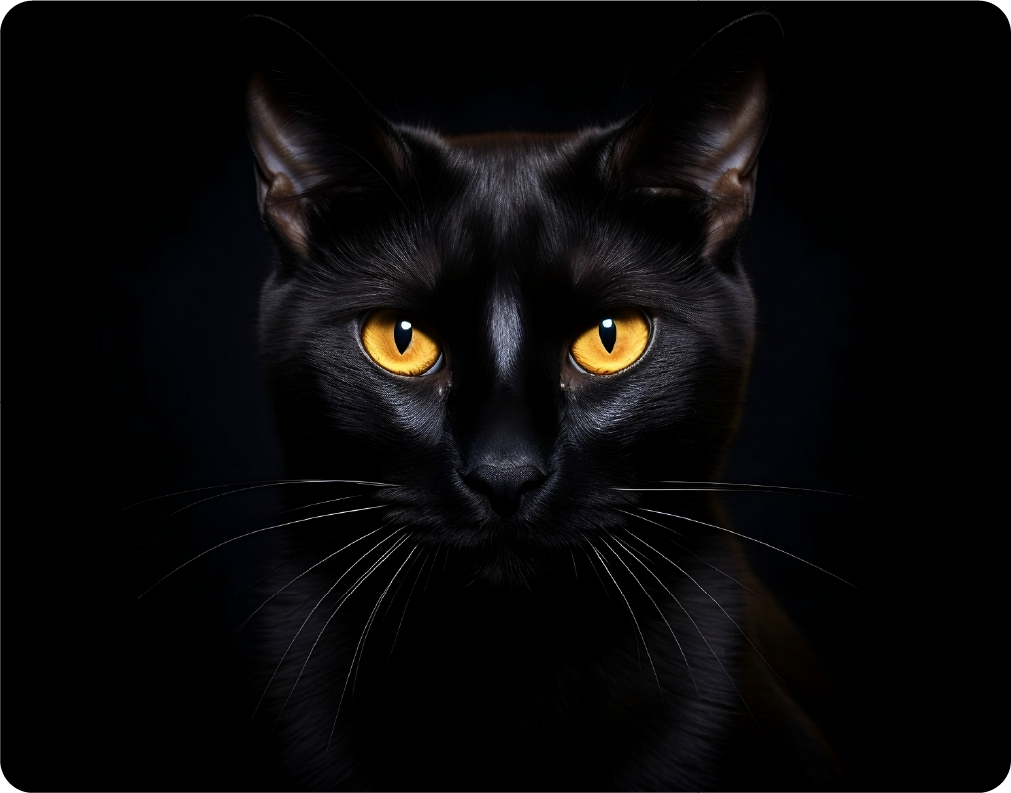 Close-up of a Black Cat with Yellow Eyes - Large 11x14" Magnetic Wall or Fridge Art | Damage-Free Home & Dorm Décor by UARTWORK