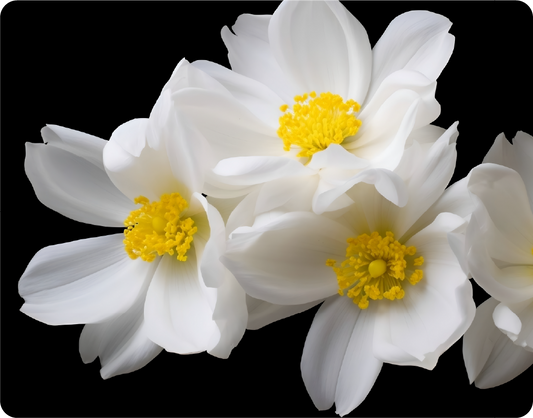 Cluster of White Flowers with Yellow Centers on Black Background - Large 11x14" Magnetic Wall or Fridge Art | Damage-Free Home & Dorm Décor by UARTWORK