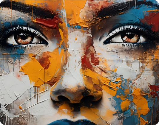 Colorful Face Paint Artwork of a Contemplative Woman - Large 11x14" Magnetic Wall or Fridge Art | Damage-Free Home & Dorm Décor by UARTWORK