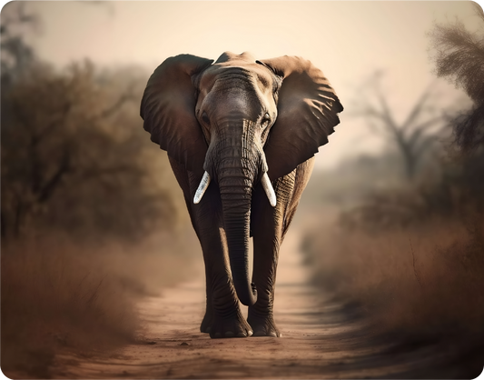 Elephant walking in a Wildlife Reserve on a Dirt Road - Large 11x14" Magnetic Wall or Fridge Art | Damage-Free Home & Dorm Décor by UARTWORK