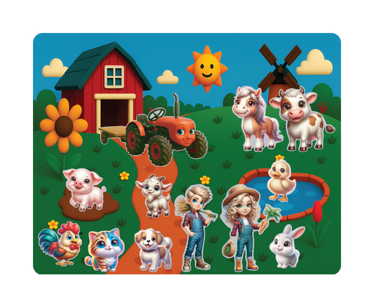 Farm Adventure - Magnetic Playset | Large 11x14" | Modern & Whimsical | Montessori STEM Play