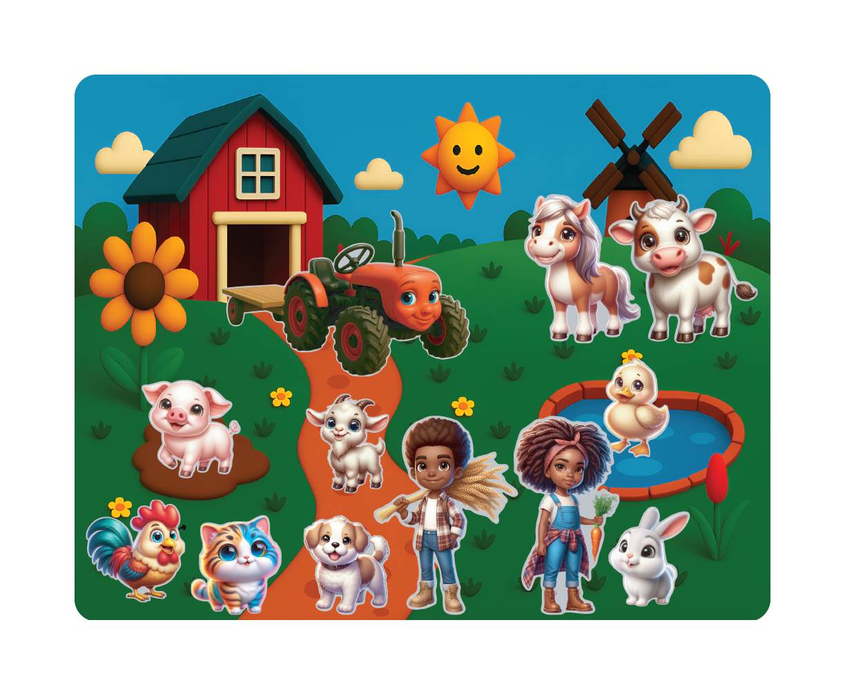 Farm Adventure - Magnetic Playset | Large 11x14" | Modern & Whimsical | Montessori STEM Play