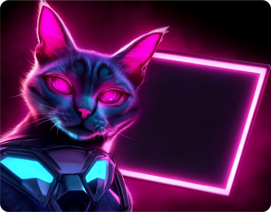 Futuristic Neon Cat - Large 11x14" Magnetic Wall or Fridge Art | Damage-Free Home & Dorm Décor by UARTWORK