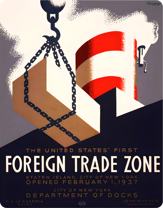 Harry Herzog First Foreign Trade Zone – Large 11x14" Magnetic Wall or Fridge Art | Damage-Free Home & Dorm Décor by UARTWORK