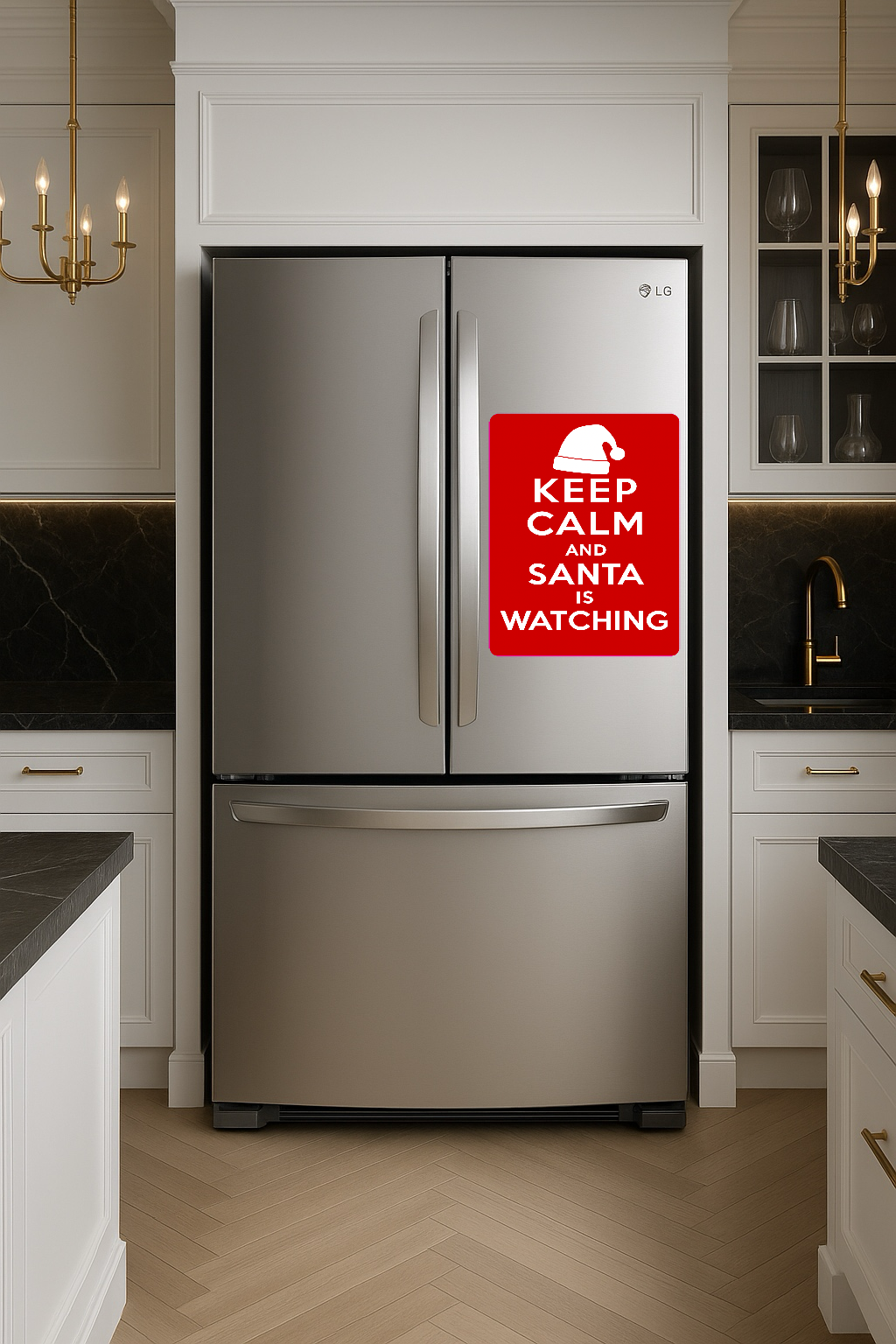 Keep Calm And Santa Is Watching - Large 11x14" Magnetic Wall or Fridge Art | Damage-Free Home & Dorm Décor by UARTWORK