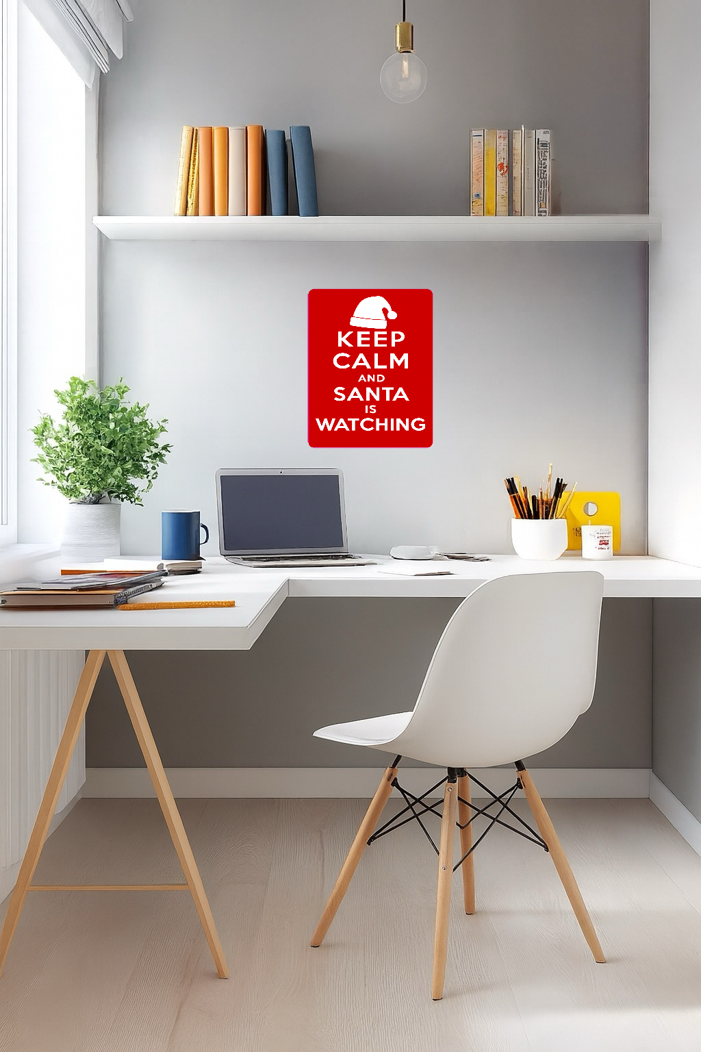 Keep Calm And Santa Is Watching - Large 11x14" Magnetic Wall or Fridge Art | Damage-Free Home & Dorm Décor by UARTWORK