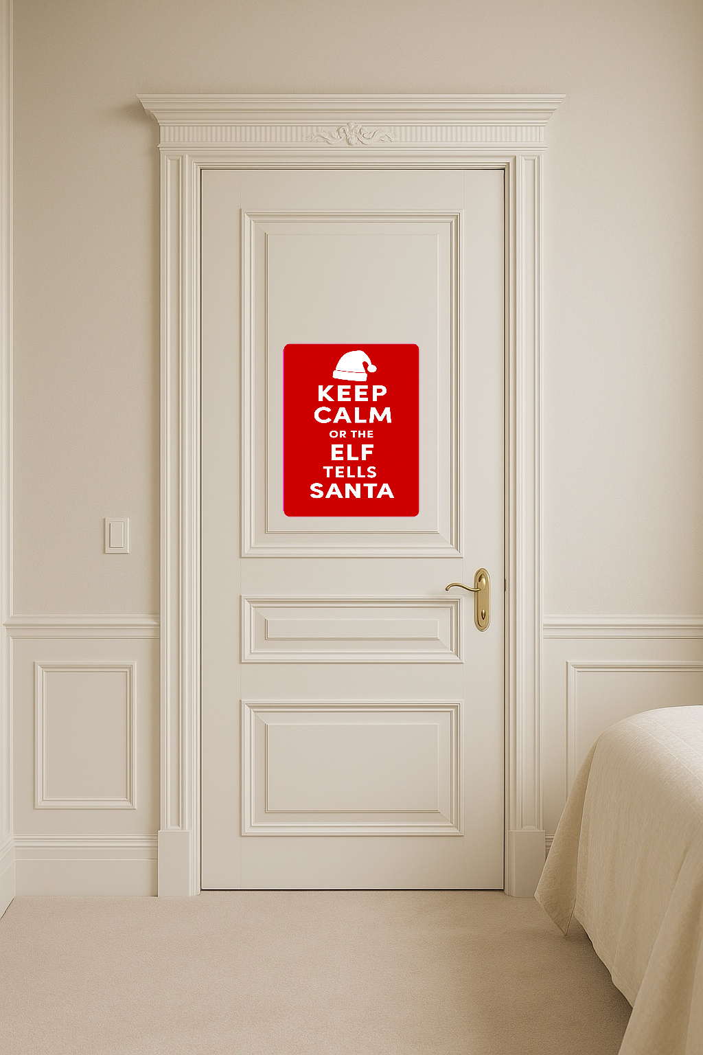Keep Calm Or The Elf Tells Santa - Large 11x14" Magnetic Wall or Fridge Art | Damage-Free Home & Dorm Décor by UARTWORK