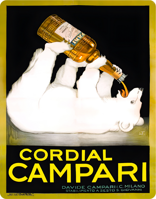 Cordial Campari - Polar Bear by Vintage Lavoie – Large 11x14" Magnetic Wall or Fridge Art | Damage-Free Home & Dorm Décor by UARTWORK
