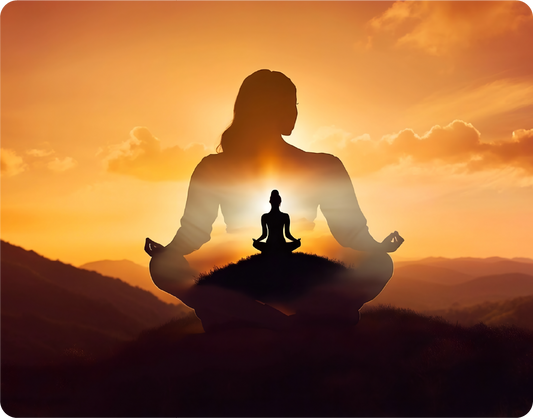 Peace and Serenity Woman Meditating in Nature with Sunset and Mountains - Large 11x14" Magnetic Wall or Fridge Art | Damage-Free Home & Dorm Décor by UARTWORK