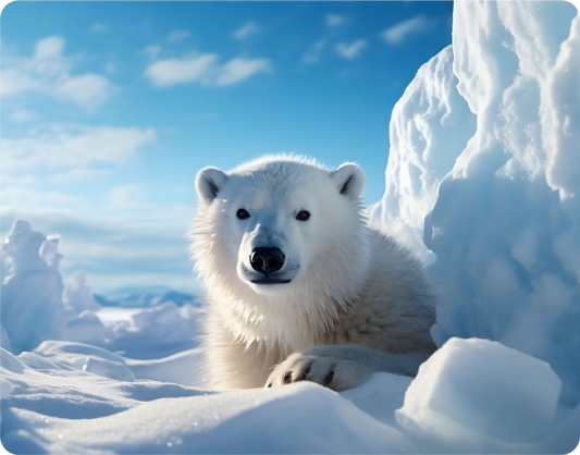 Polar Bear Standing on Ice Block in Snowy Landscape - Large 11x14" Magnetic Wall or Fridge Art | Damage-Free Home & Dorm Décor by UARTWORK