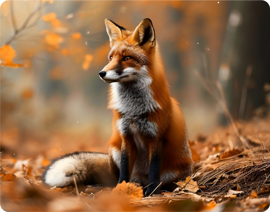 Red Fox in the Woods with Autumn Leaves - Large 11x14" Magnetic Wall or Fridge Art | Damage-Free Home & Dorm Décor by UARTWORK