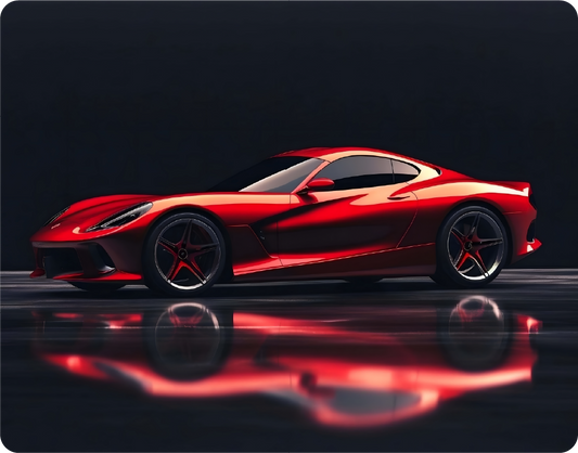 Red Sports Car Reflection on Dark Background - Large 11x14" Magnetic Wall or Fridge Art | Damage-Free Home & Dorm Décor by UARTWORK