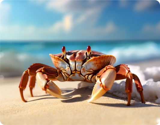 Stunning Image of Crab on White Sandy Beach - Large 11x14" Magnetic Wall or Fridge Art | Damage-Free Home & Dorm Décor by UARTWORK