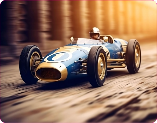 Vintage Race Car Driving - Large 11x14" Magnetic Wall or Fridge Art | Damage-Free Home & Dorm Décor by UARTWORK