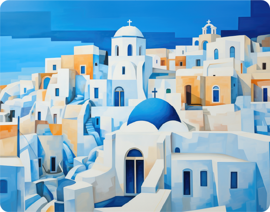 Abstract Santorini in Greece - Large 11x14" Magnetic Wall or Fridge Art | Damage-Free Home & Dorm Décor by UARTWORK