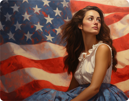 American Flag with a Woman - Large 11x14" Magnetic Wall or Fridge Art | Damage-Free Home & Dorm Décor by UARTWORK