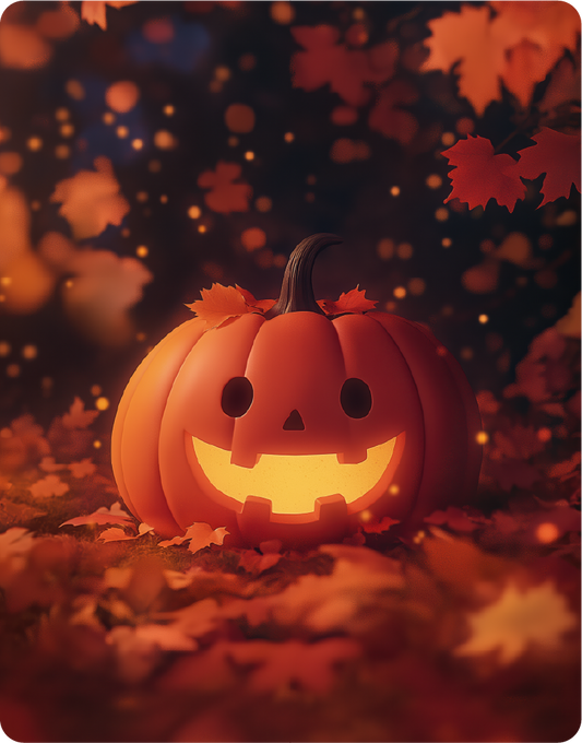 Cute Smiling Halloween Jack-o-Lantern - Large 11x14" Magnetic Wall or Fridge Art | Damage-Free Home & Dorm Décor by UARTWORK