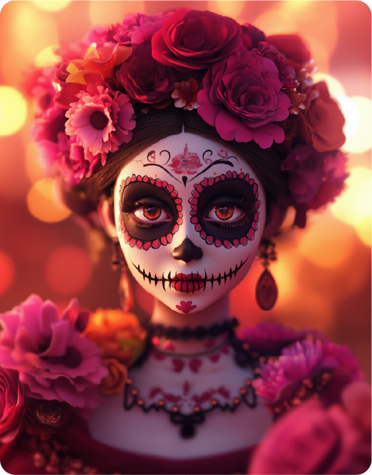 Fairytale Character with Dia De Los Muertos Makeup - Large 11x14" Magnetic Wall or Fridge Art | Damage-Free Home & Dorm Décor by UARTWORK