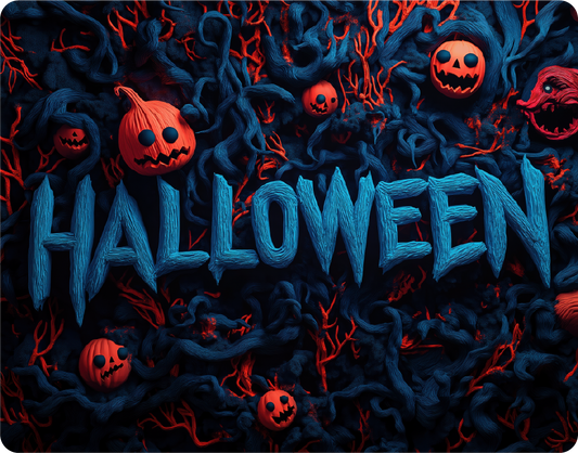Halloween with Creepy Faces - Large 11x14" Magnetic Wall or Fridge Art | Damage-Free Home & Dorm Décor by UARTWORK
