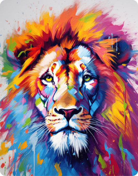 Vibrant Lion Painting - Large 11x14" Magnetic Wall or Fridge Art | Damage-Free Home & Dorm Décor by UARTWORK