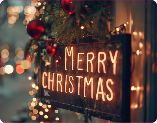 Merry Christmas Neon Sign - Large 11x14" Magnetic Wall or Fridge Art | Damage-Free Home & Dorm Décor by UARTWORK